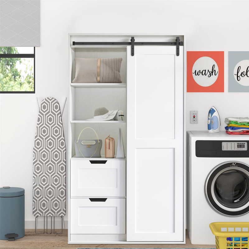 Gracie Oaks Cathkin 71"H Wardrobe Closet with Hanging Rod, with